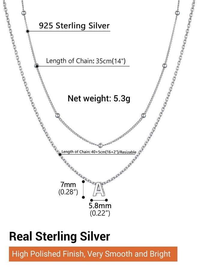 PROSILVER Sterling Silver Necklace for Women Layered Initial Pendant Necklaces Women's Dainty Silver Chain Trendy Charm Necklace Letter A - Image 5